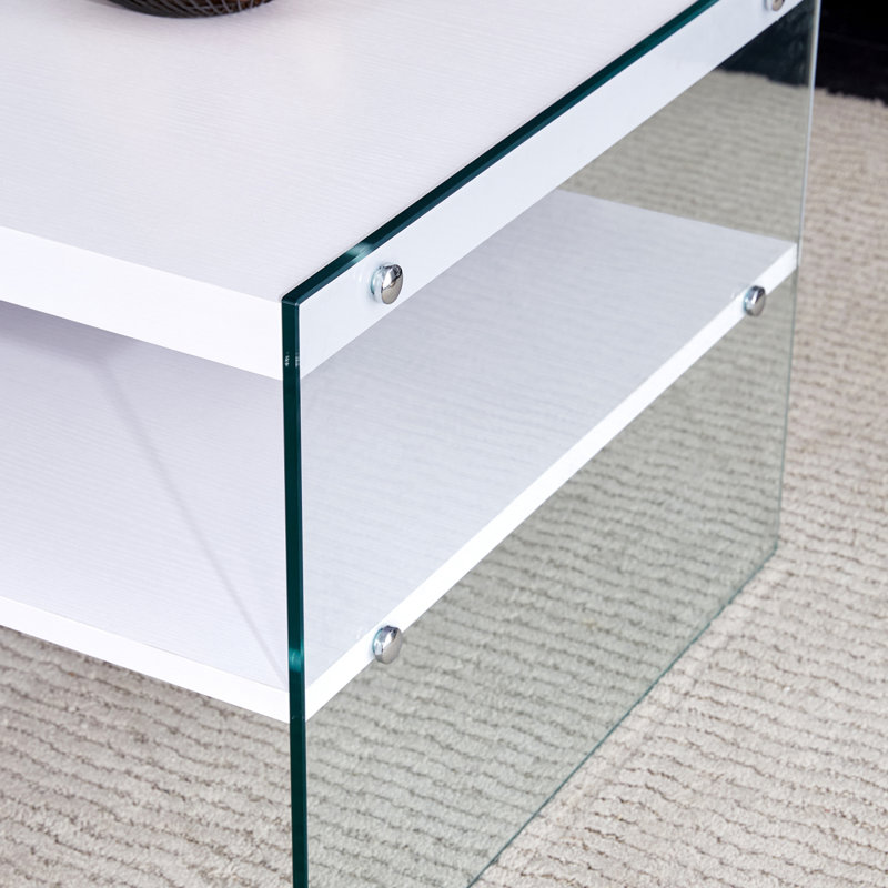 Double Rectangular Coffee Table With Tempered Glass