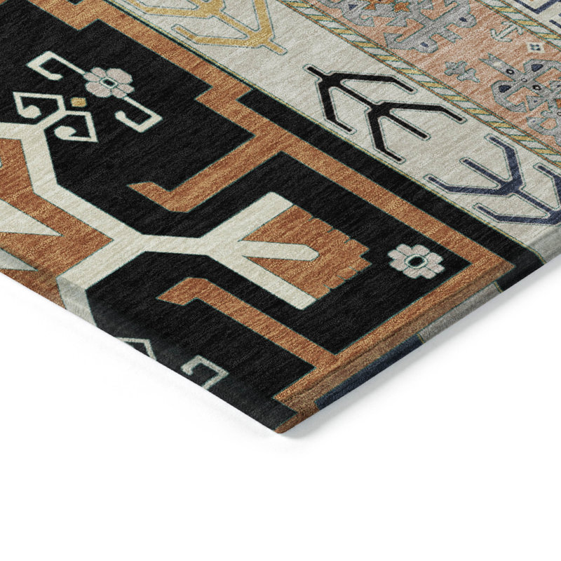 Machine Washable Indoor/Outdoor Chantille ACN1015 Black Rug, Rectangle 10' x 14'