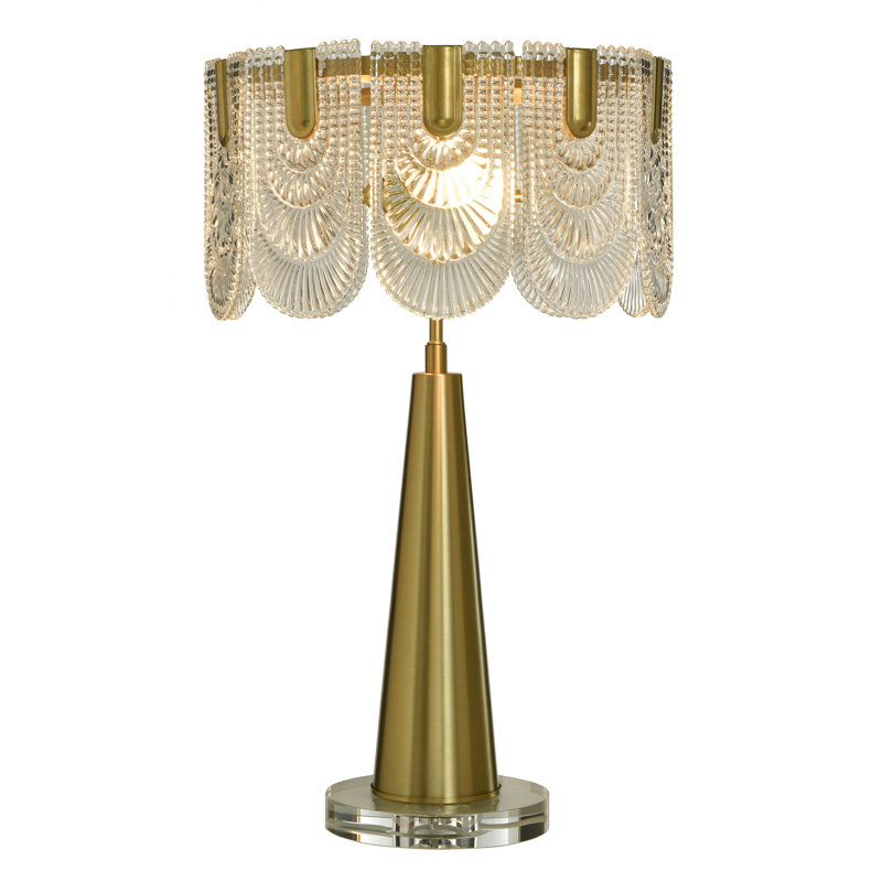 Lampe de table Tamara Day for Stylecraft Verena Steel - Laiton poli - Abat-jour transparent