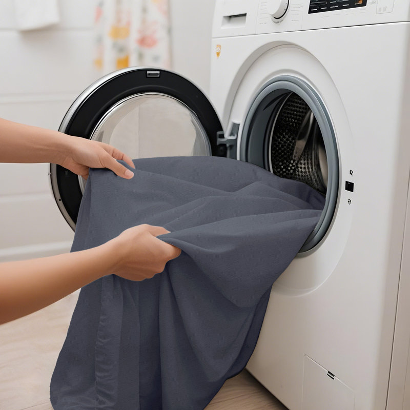 Doublure de rideau de douche simple en tissu imperméable avec aimants Kidd, Bleu pierre, H 72 po x l 72 po