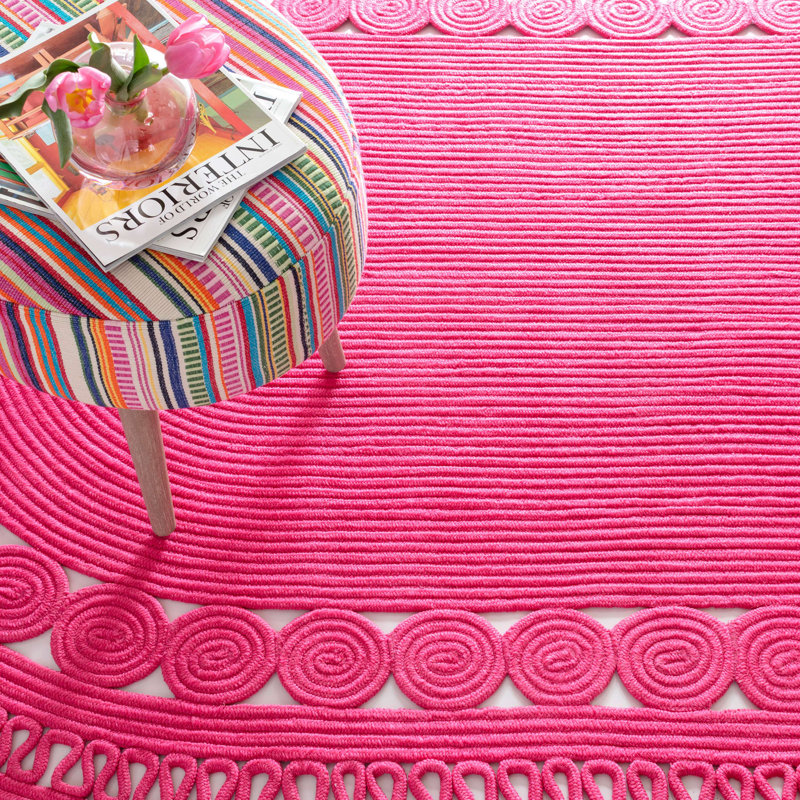 Tapis intérieur / extérieur ovale tissé à la main Reef Fuchsia, Ovale 3 pi x 5 pi