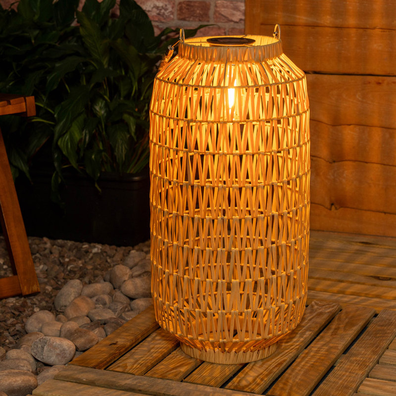 Natural Rope Solar Powered Lantern Outdoor Garden 55.5cm Solar Powered Integrated LED Outdoor Floor Lamp