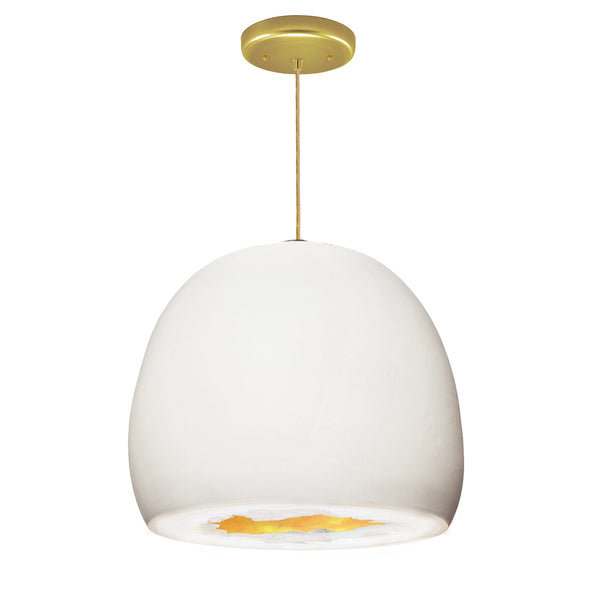 1 - Light Pendant, Brass, White/Brass