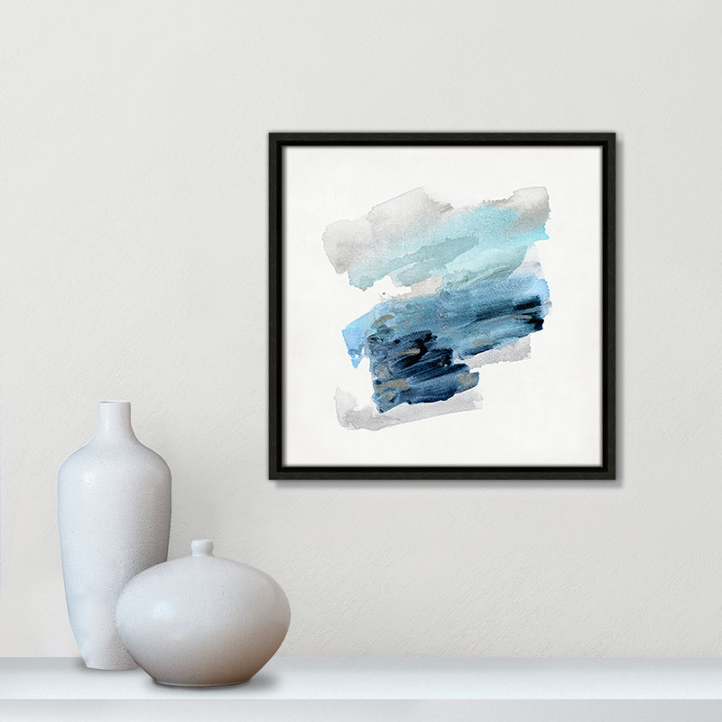 «Blue Sweep Collection Blue Sweep I», impression sur toile par Sally Swatland, Espresso, H 13,5 po x l 13,5 po x P 2 po