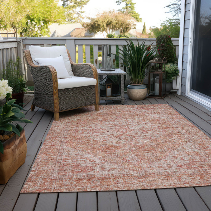 Machine Washable Indoor/Outdoor Chayden ACN1104 Coral Rug, Rectangle 5' x 7'6"