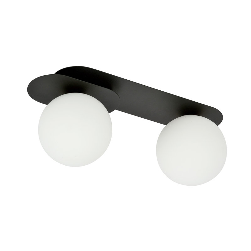 Menyauthe Glass Flush Mount, White, 21cm H x 50cm W x 22cm D