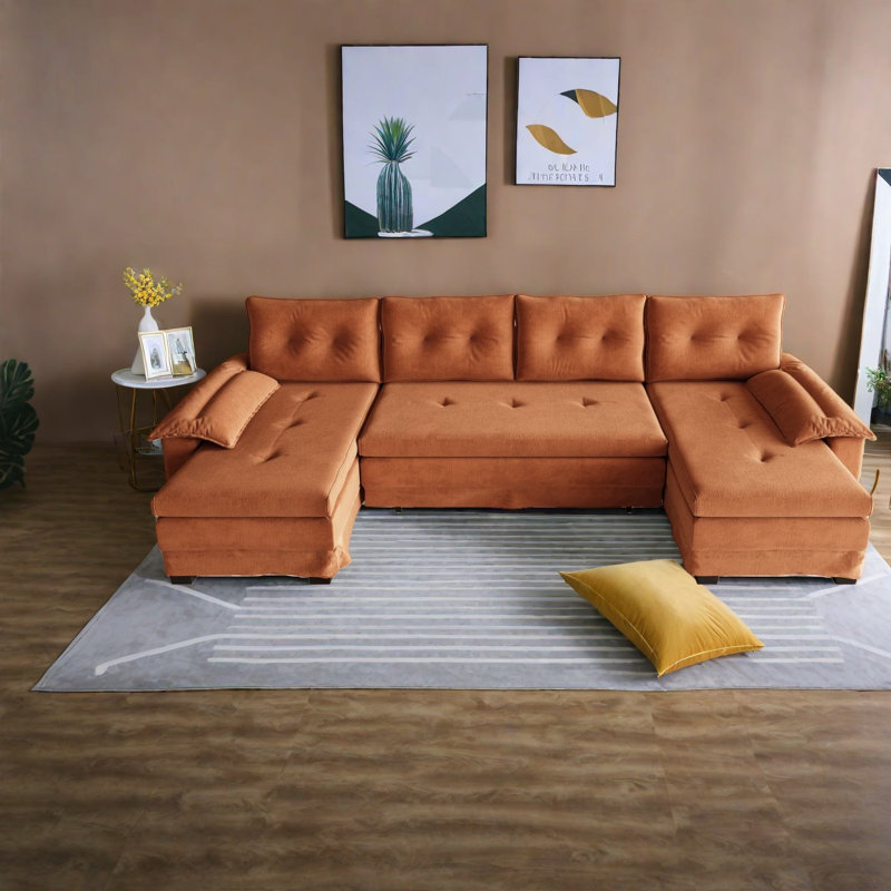 Canapé-lit modulaire multifonctionnel en U en chenille