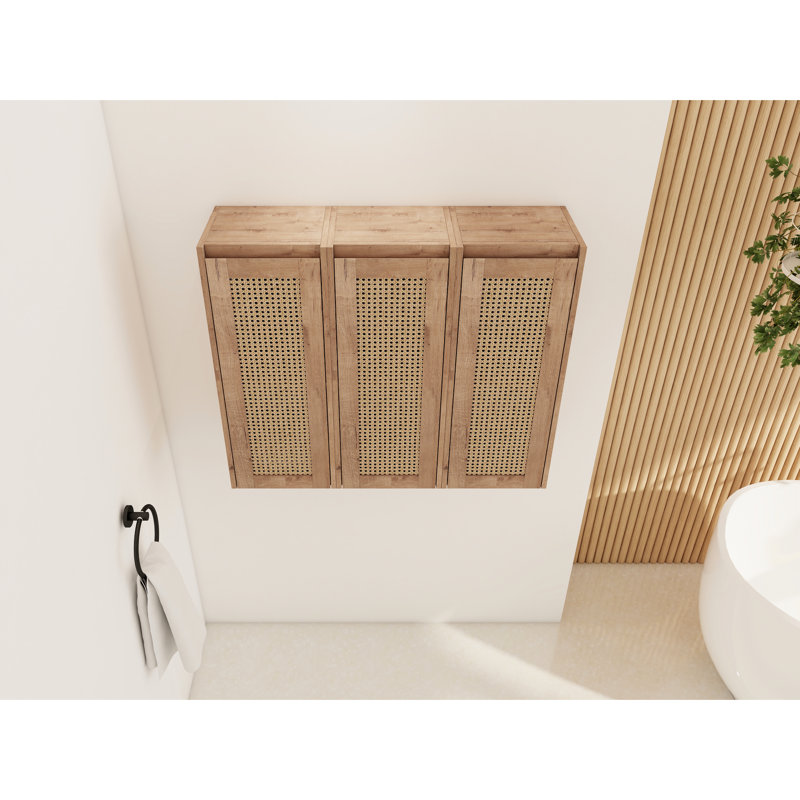 3-Door Bathroom Side Cabinet, & Stylish Mounting 35.56 In. Quality Construction, Finish, 28.73" H x 9.94" W x 35.56" D