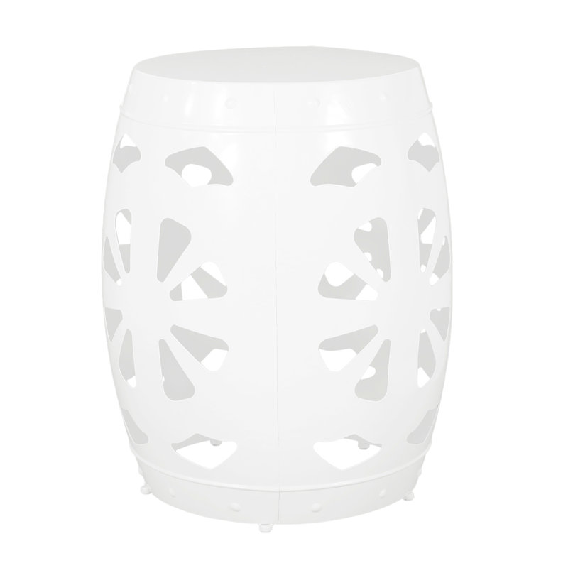 Modern Iron Accent Table In White - No Assembly, Construction Chic Side Edge, White