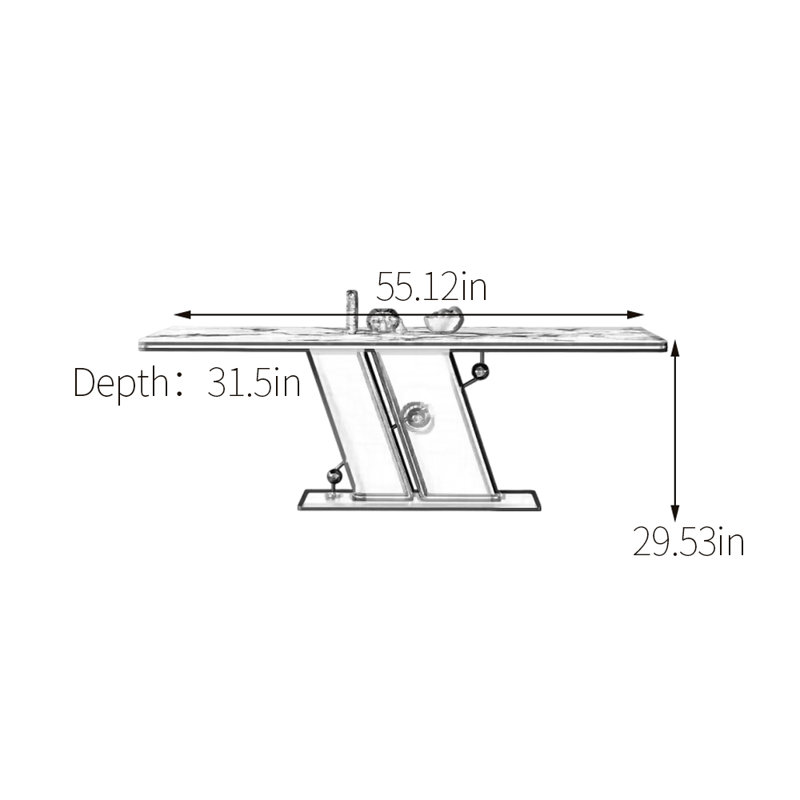 Light luxury sintered stone dining table, 29.53"H x 55.12"L x 31.5"W