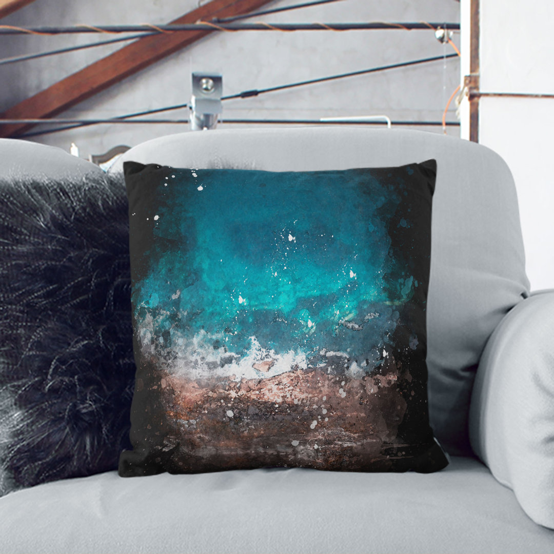 Ocean Hitting Rock in Australia Paint Splash Cushion with Filling