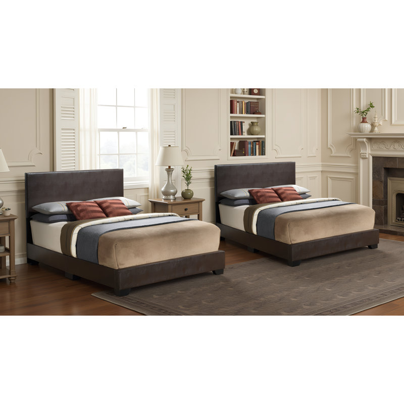 Ensemble de lit double en similicuir Anvers Cappuccino, Double, Cappuccino