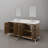 Brookhn 72 In. Double sink Quartz top Bath Vanity in Lustrous Walnut with Hook Faucet and Mirror-627655479
