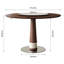 Table de salle à manger en bois massif de 47 pouces avec plateau tournant en verre trempé de 23 pouces, table de cuisine ronde en acier inoxydable