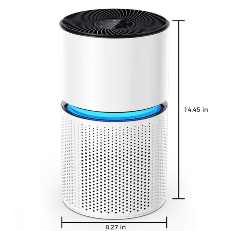 Purificateur d'air blanc pour la grande pièce, filtre à air avec couverture de 1095 pieds carrés, système de filtration multicouche pour la poussière