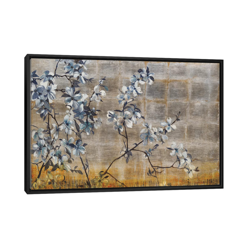 «Silver Dogwood», reproduction sur toile, H 18 po x l 26 po x P 1,5 po, Toile avec cadre noir, Pas de tapis