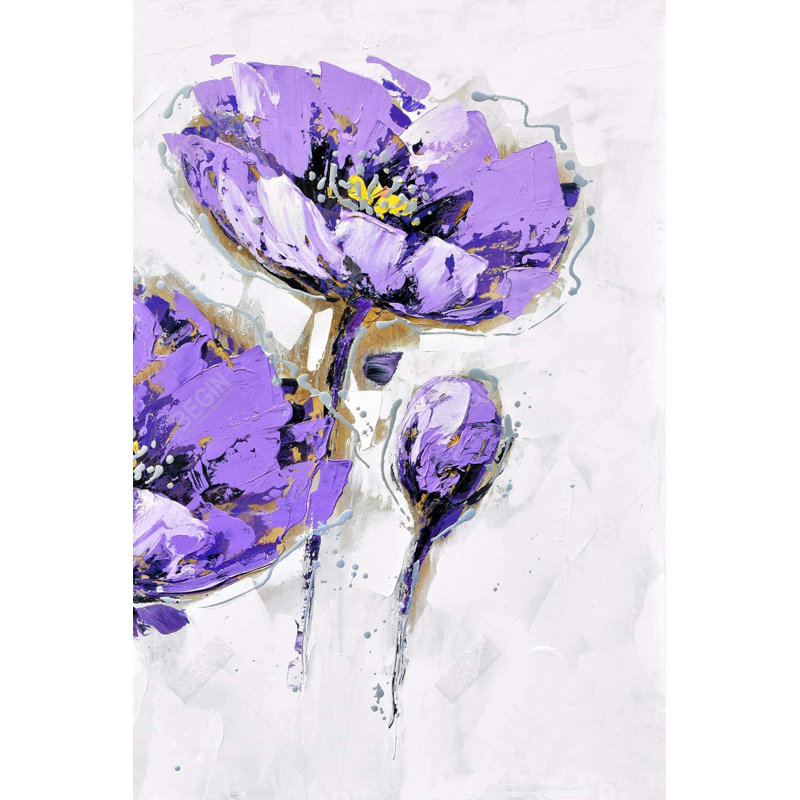 "Anémones mauves" sur toile