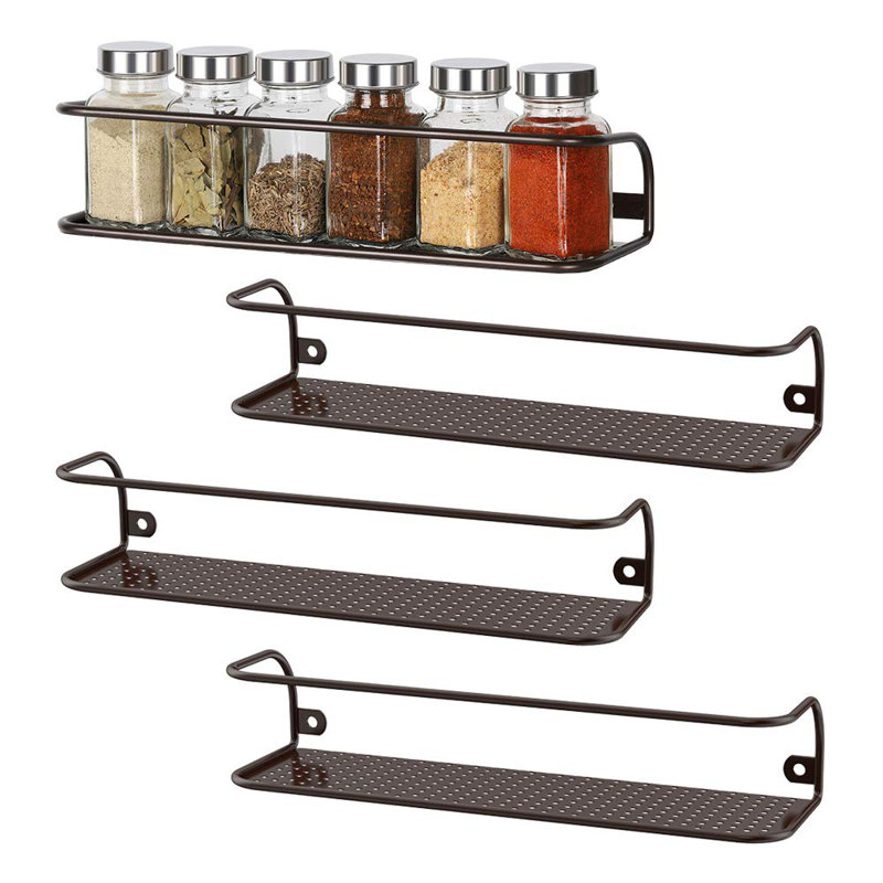 Wall Mounted Required Spice Rack, Brown