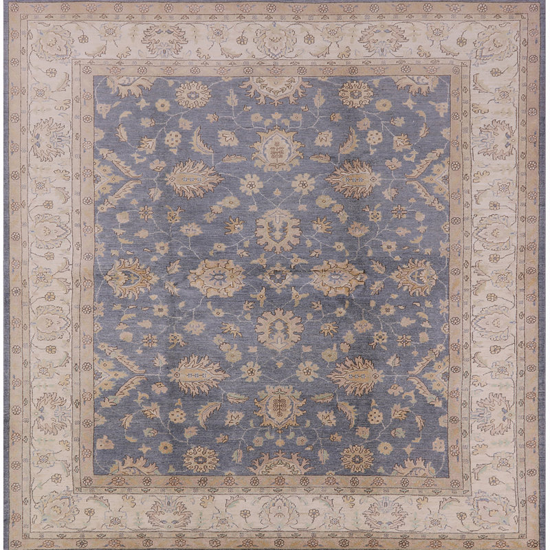 Tapis oriental bleu / beige Mourits, Carré 8 pi