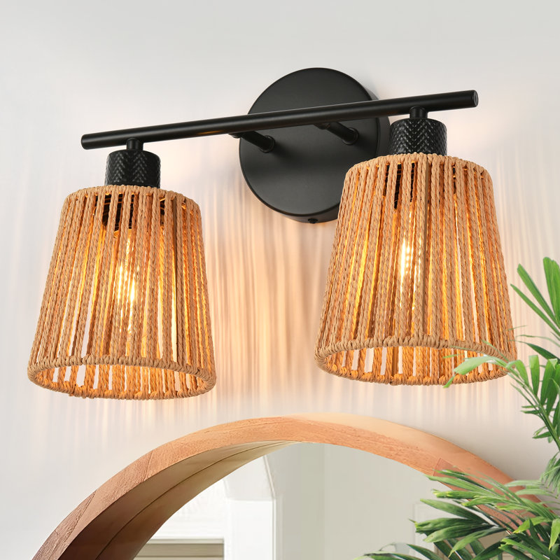 Camaya Dimmable Rattan Vanity Light, 2