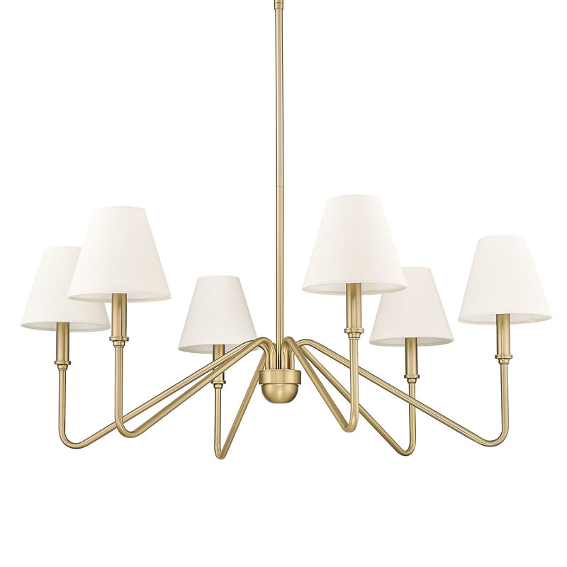Lustre classique / traditionnel à 6 lumières à intensité variable Kahraman, Bronze champagne brossé