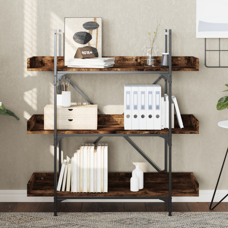 Yasiel Bookcase, (3 Shelves) 42.70” H x 39.40” W x 13”D, Smoked Oak