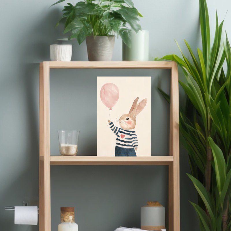 «Happy Bunny», impression d'art mural de lapin contemporain, H 18 po x l 12 po