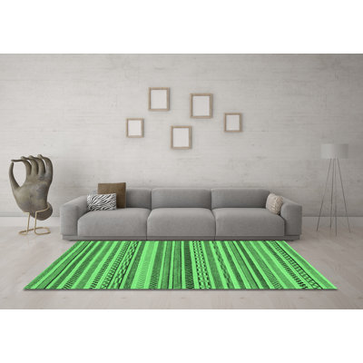 Tapis lavables à la machine à motif abstrait vert émeraude 2275