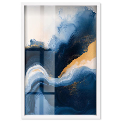 «Blue Deep III Shadowbox», art mural Blue Geode par Art Remedy