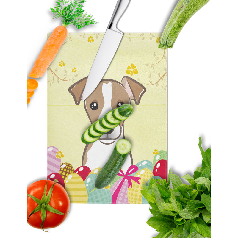 Planche à découper en verre trempé à caroline de pâques, Jack Russell terrier brun
