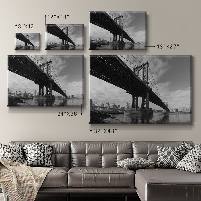 Toile tendue avec châssis Manhattan Bridge Premium - prête à être accrochée, H 40 po x l 60 po