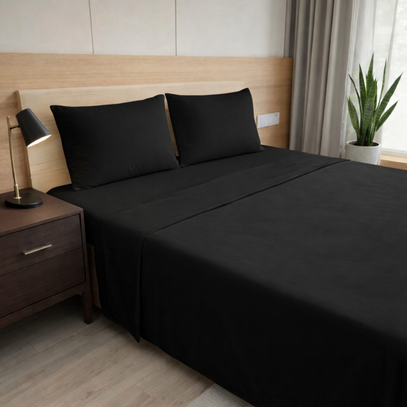 Ensemble de draps en bambou ultra doux - ensemble de 4 pièces - infroissable - feuilles de refroidissement avec poches profondes