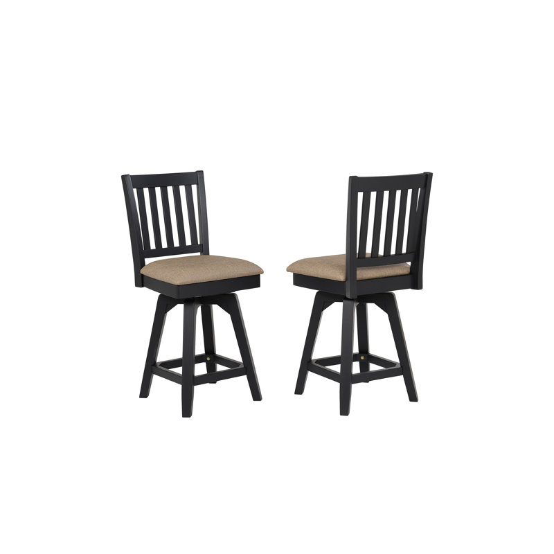 Tabouret de bar pivotant en bois massif Derbyshire, Tabouret de comptoir (siège d’une hauteur de 24