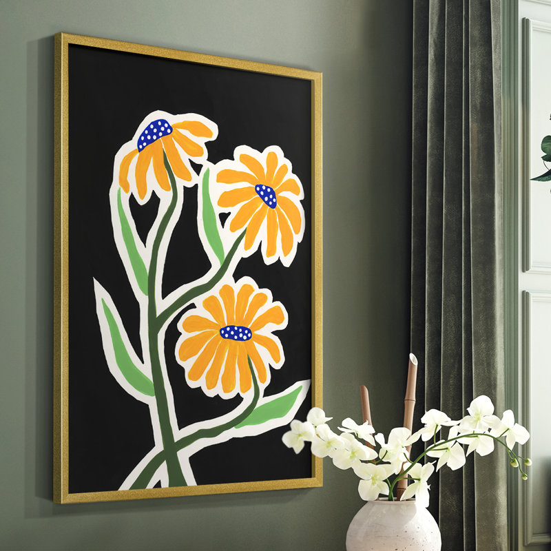 Pop Flowers I Framed Print - Solid Wood, 14" H x 11" W
