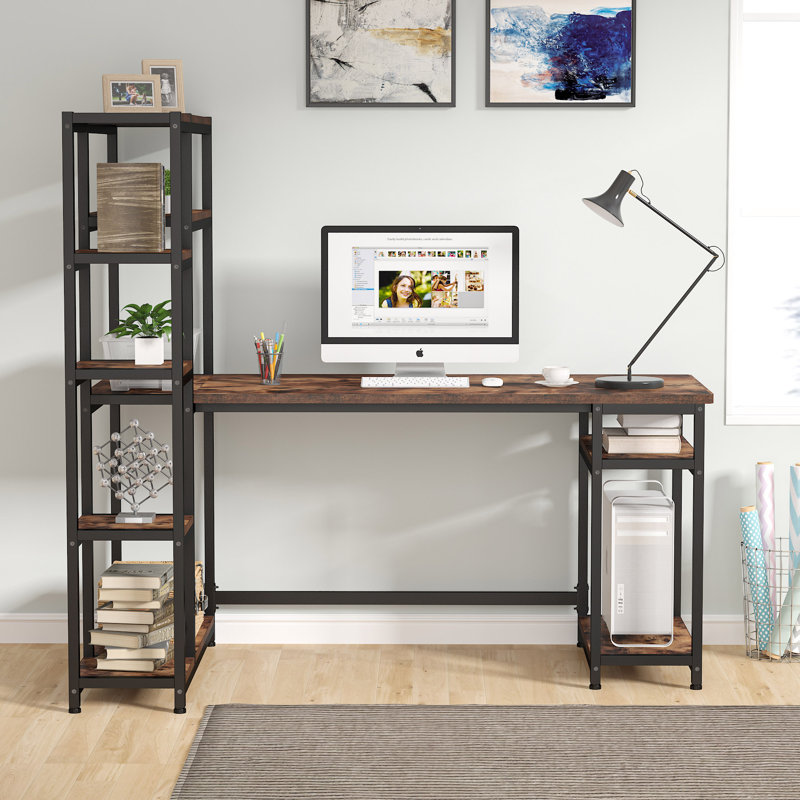 Bureau réversible avec huche Headen, Brun rustique