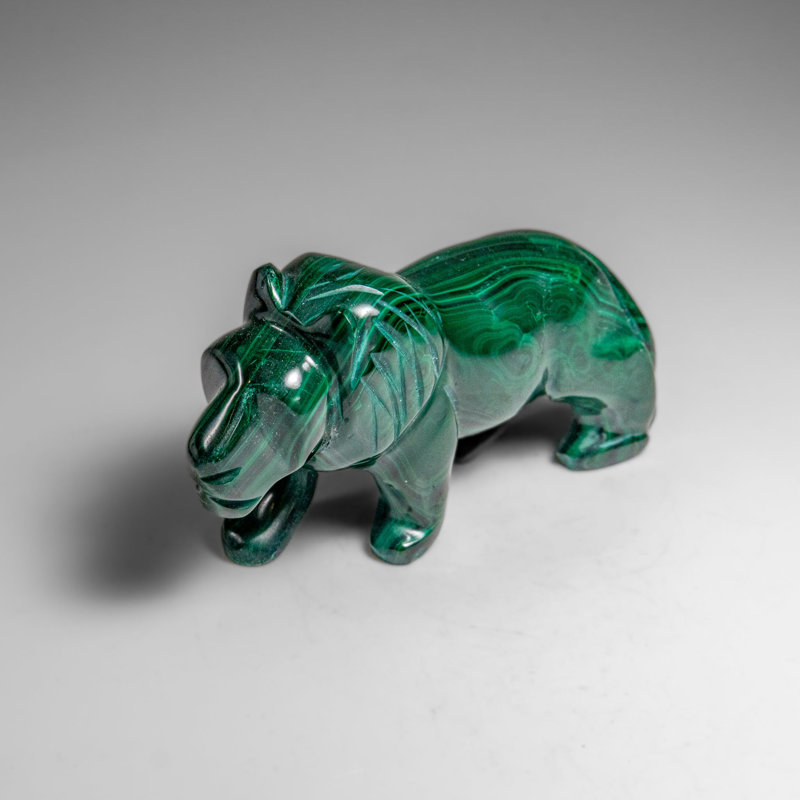 Genuine Polished Malachite Lion Carving (272 Grams)