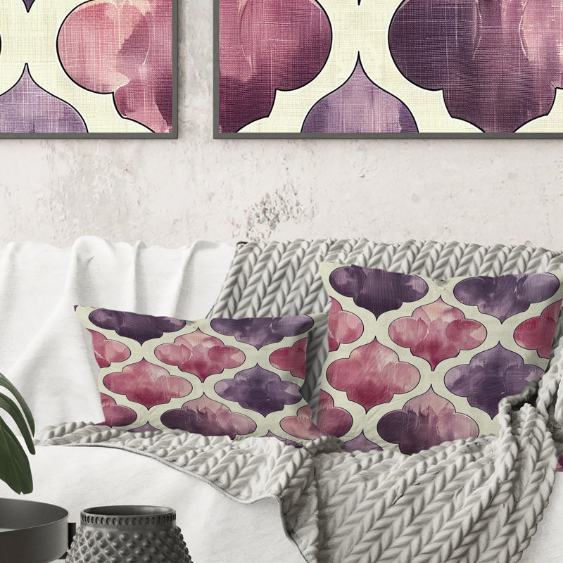 Mauve Quatrefoil Glam I - Coussin décoratif transitionnel, H 18 po x l 18 po