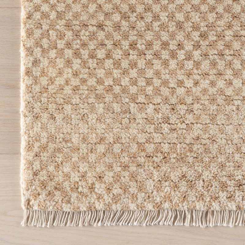 Pierce Wheat Hand Knotted Wool Rug, Rectangle 5' x 8'