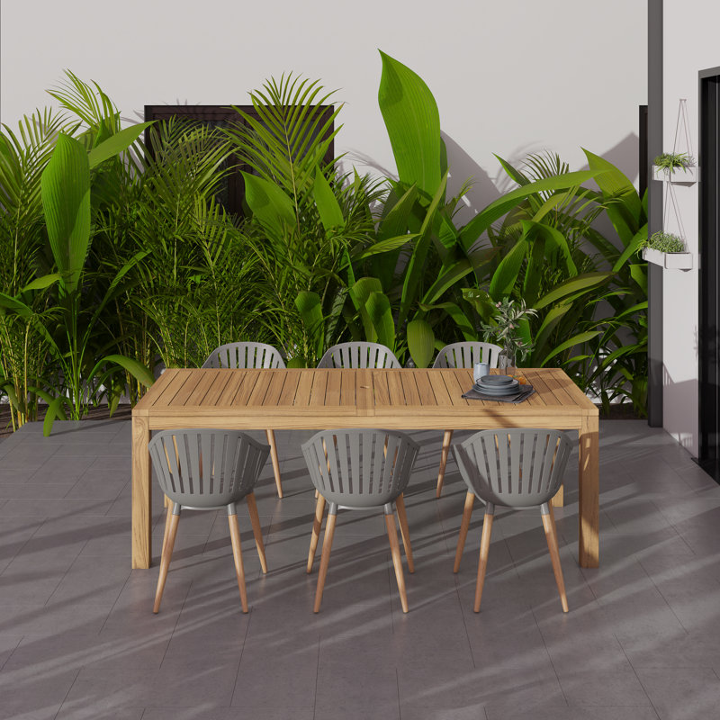 Anautica 6 - Person Wood Patio Dining Set with Rectangular Table