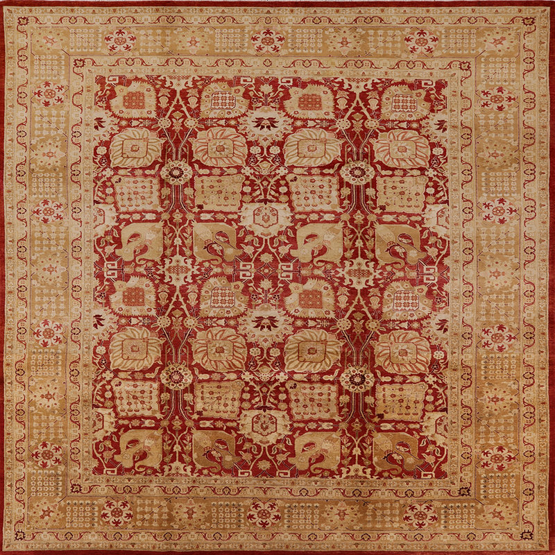 Tapis oriental beige / rouge Sote, Carré 3 pi
