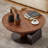 Assanti Mid-Century Modern Coffee Table Sets Round Walnut Wood Finish Nesting Coffee Table 2 Piece-437796183