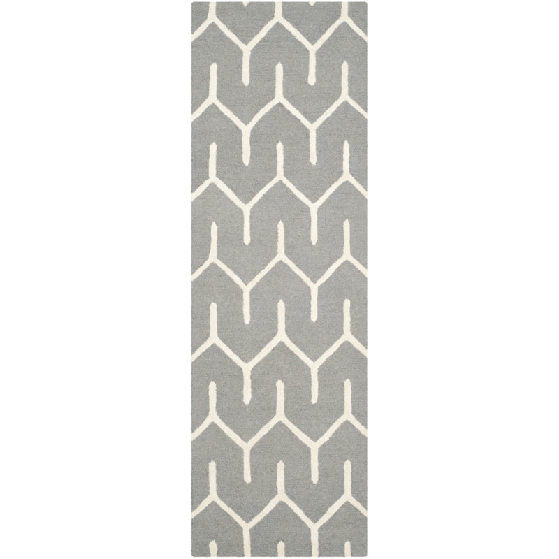 Deedgra Hand Tufted Wool Geometric Rug, Runner 2'6" x 8'