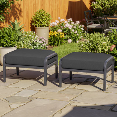 Outdoor Aluminum Patio Ottoman with 5.12" Thick Cushions