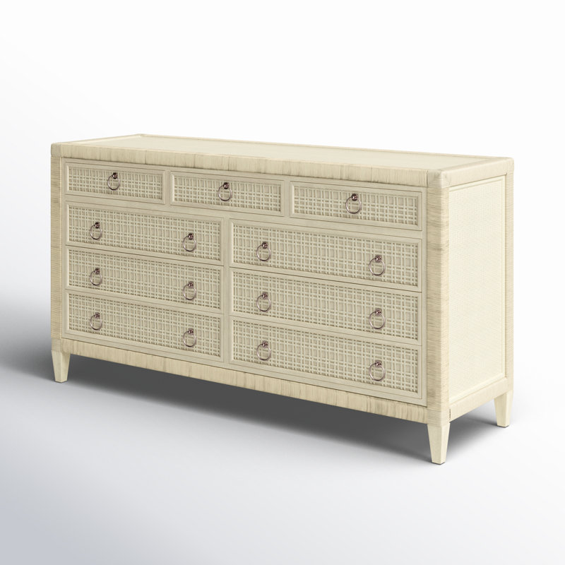 Commode 9 tiroirs Monterey, Bisque, Non, Nickel satiné