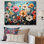 «Cubist Zinnias Flowers Collage I», reproduction sur toile
