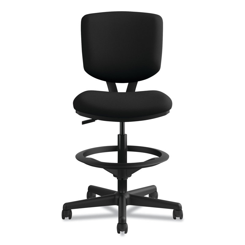 HON Volt Task Stool, Adjustable Footring, Fabric, Black, Black, No