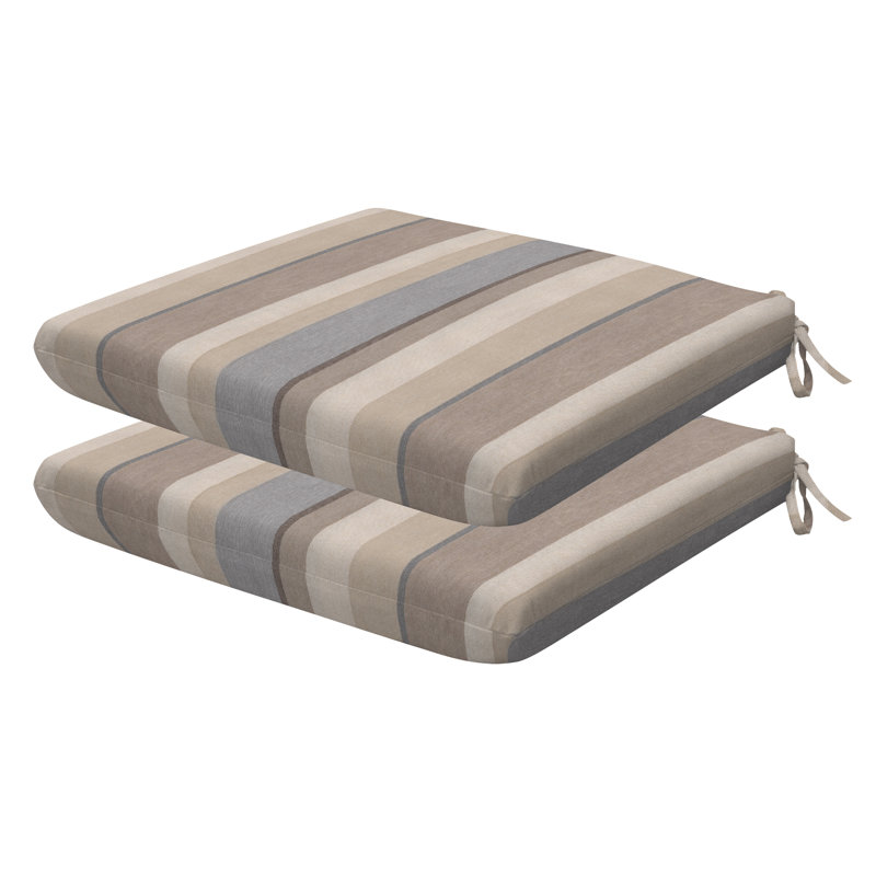 Coussin de siège d'extérieur carré Meridian, Rayure kaki, L 18 po x P 17,5 po