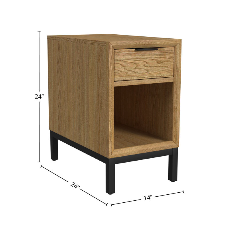 Davin 1-Drawer End Table, Natural Oak