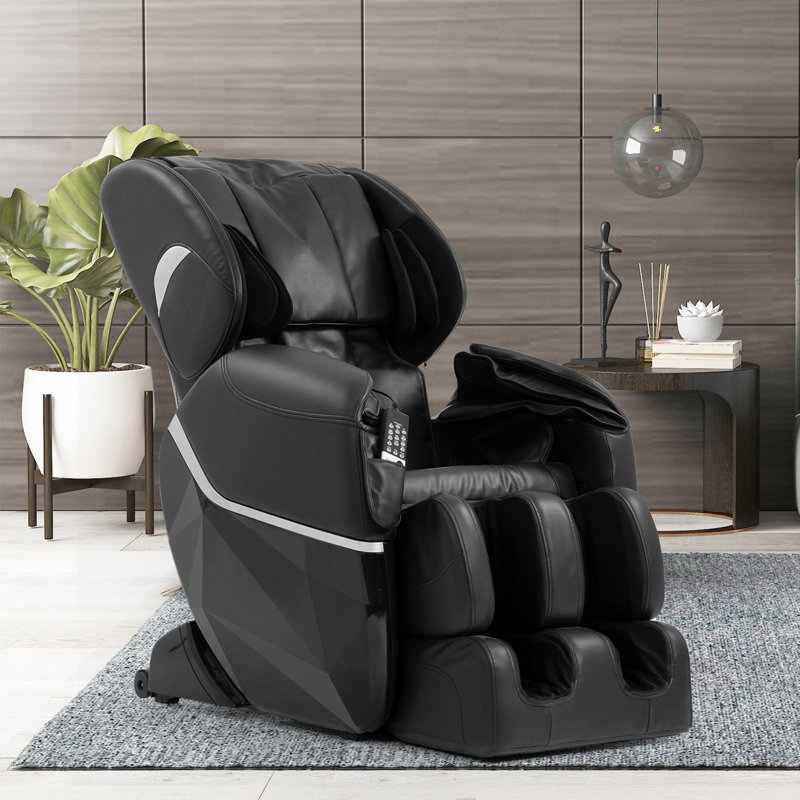 Faux Leather Heated Massage Chair, Black