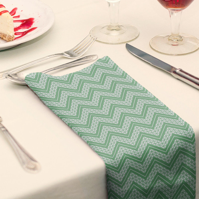 Serviette en coton à motif à chevrons à la main Stephenie, Vert clair, 10 po x 10 po